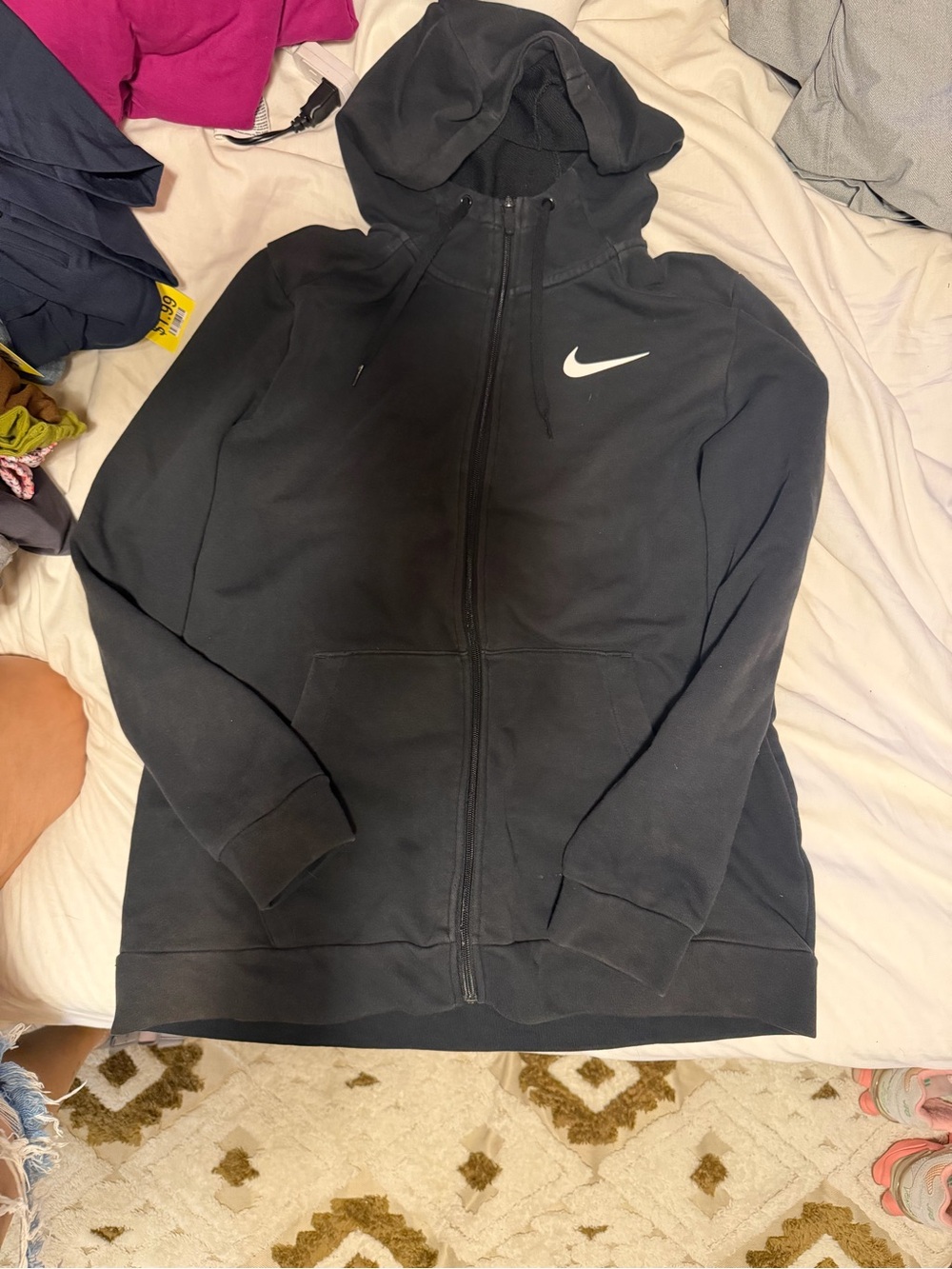 Nike Black Full-Zip Hoodie with White Swoosh